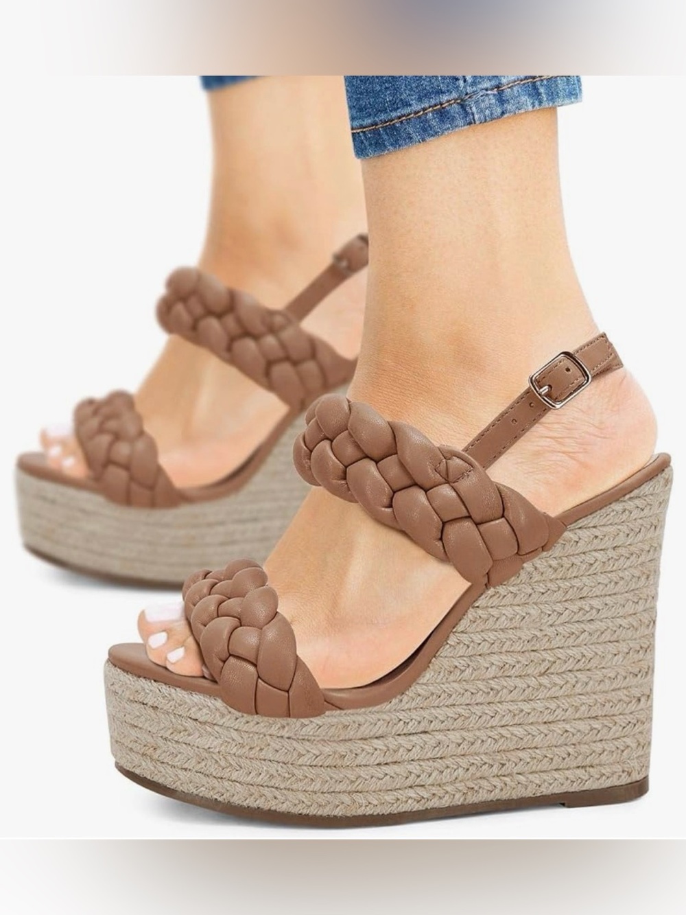 Coutgo Tan Women’s Braided Espadrille-size 6